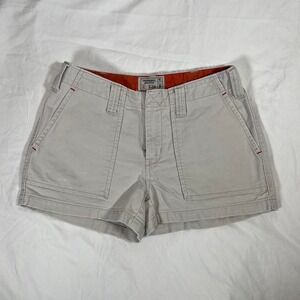 90s A&F cream high rise denim cargo shorts